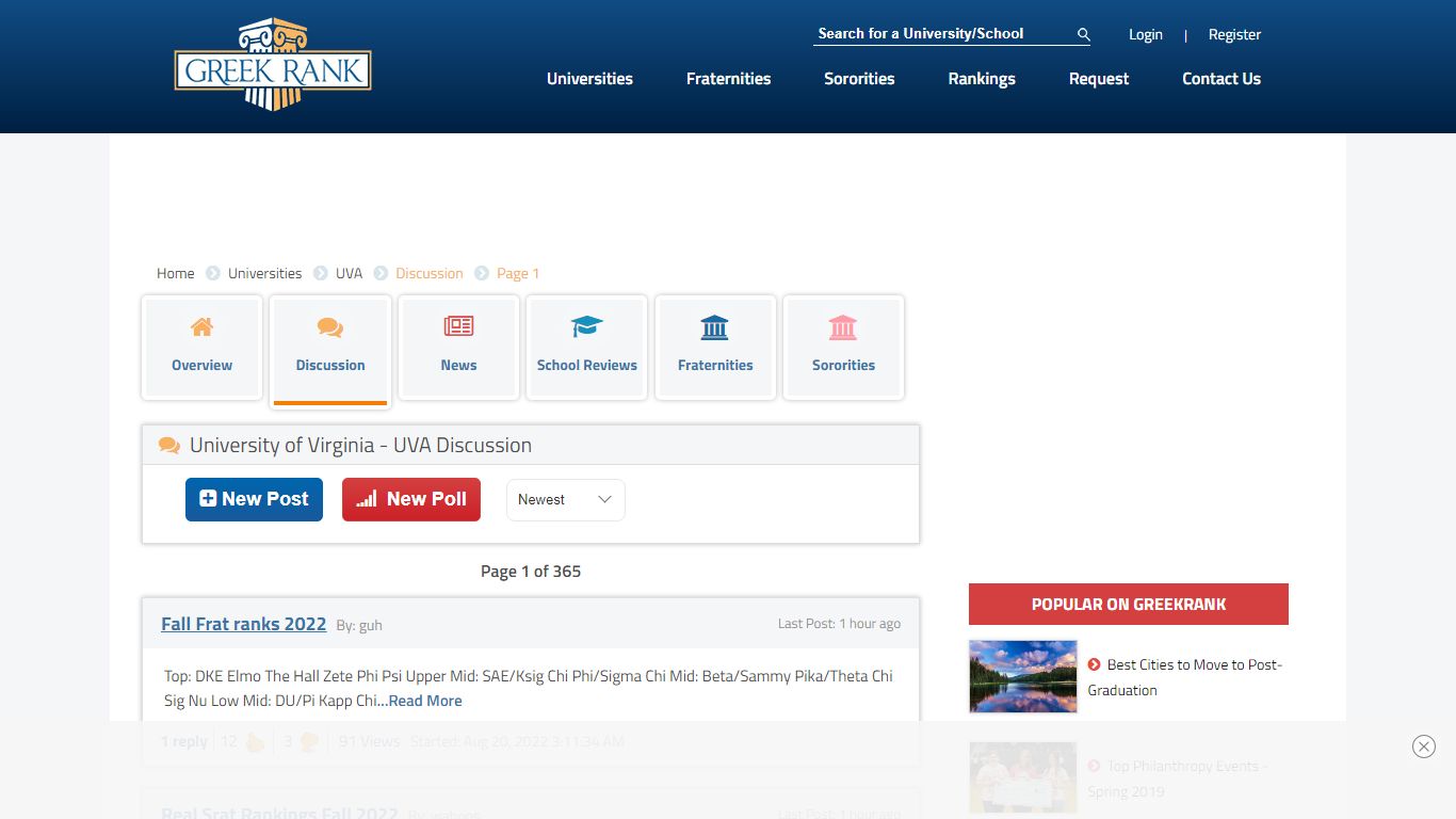 University of Virginia - UVA - Discussion Forum - Greekrank